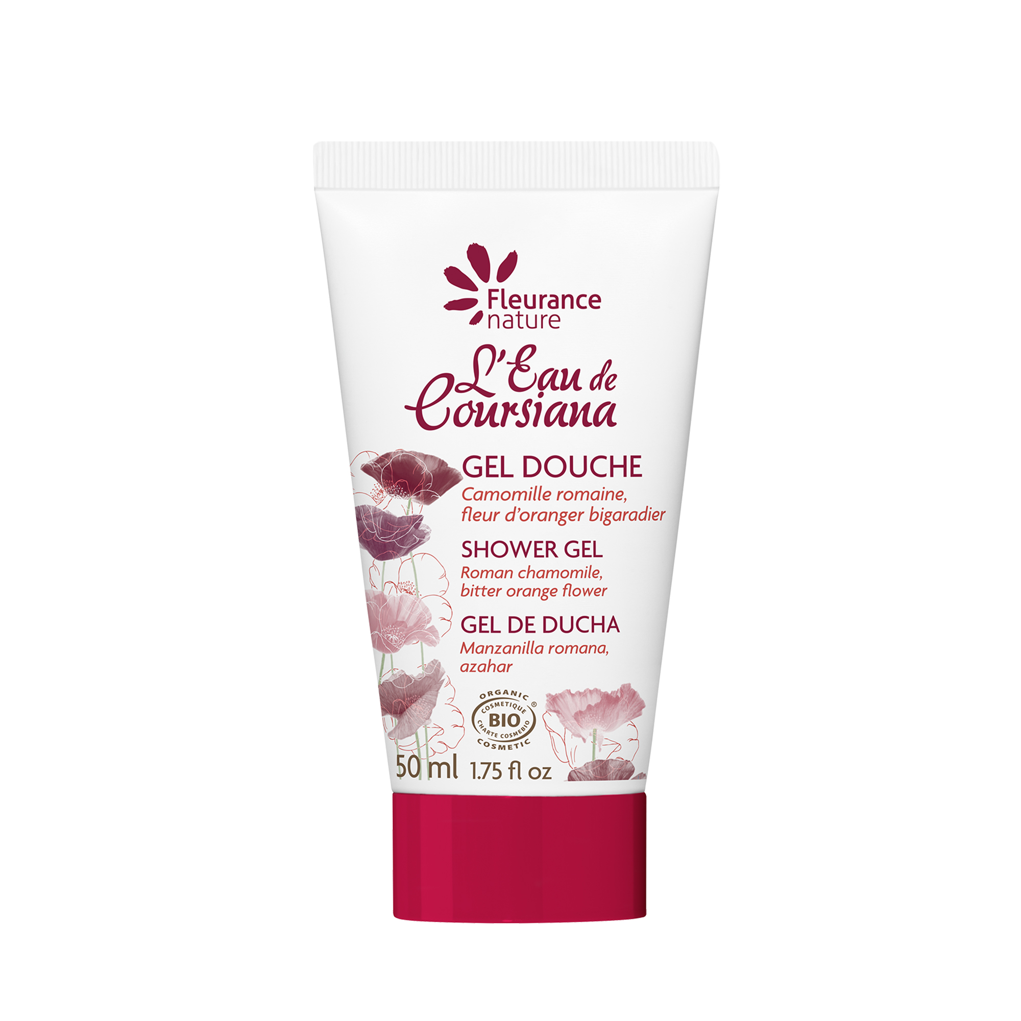 Gel douche parfumé à l'eau de Coursiana cosmétique bio 